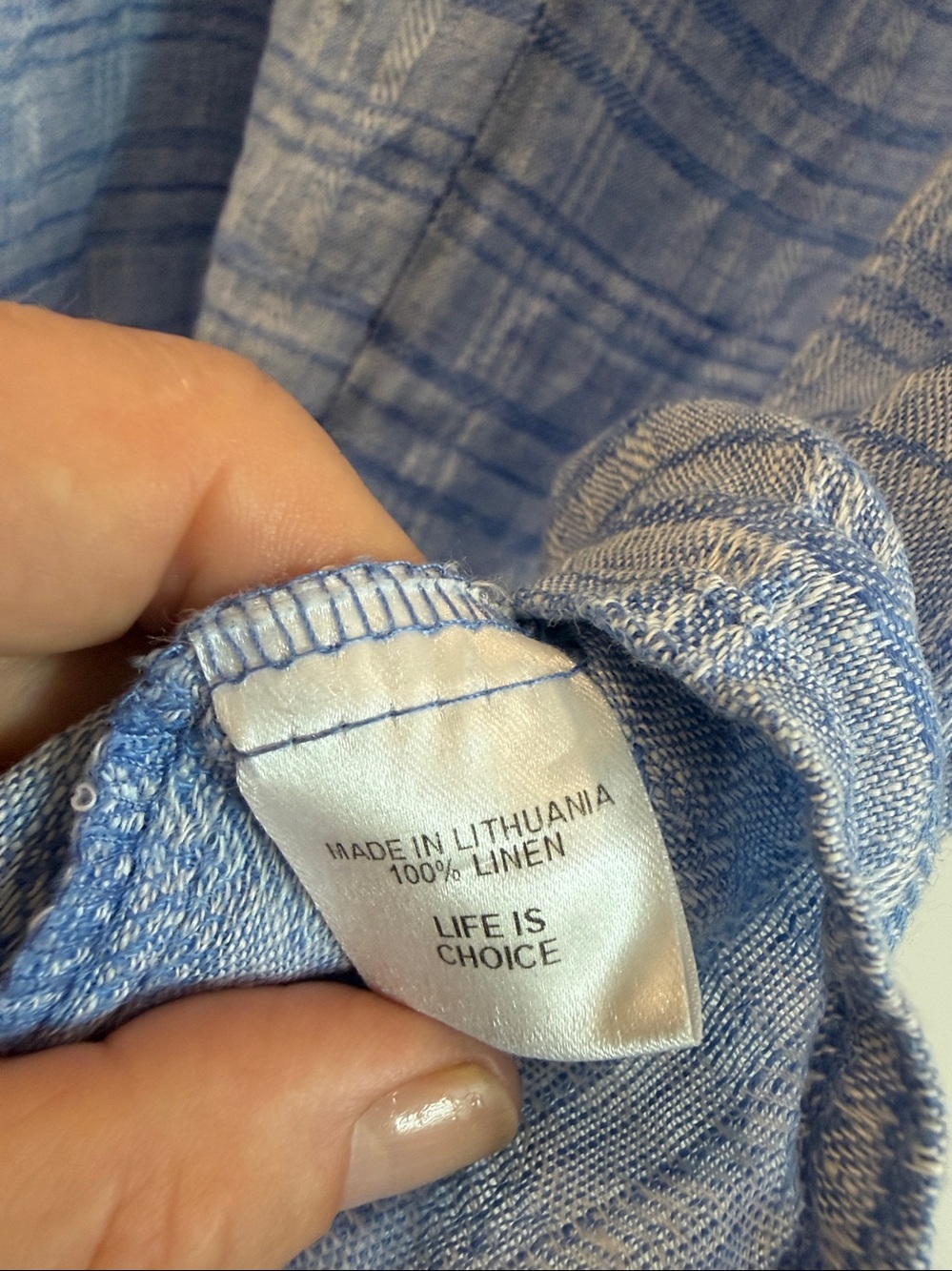 Flax Light Blue/Purple  Sleeveless V-Neck LinenTunic Top - Picture 6 of 6